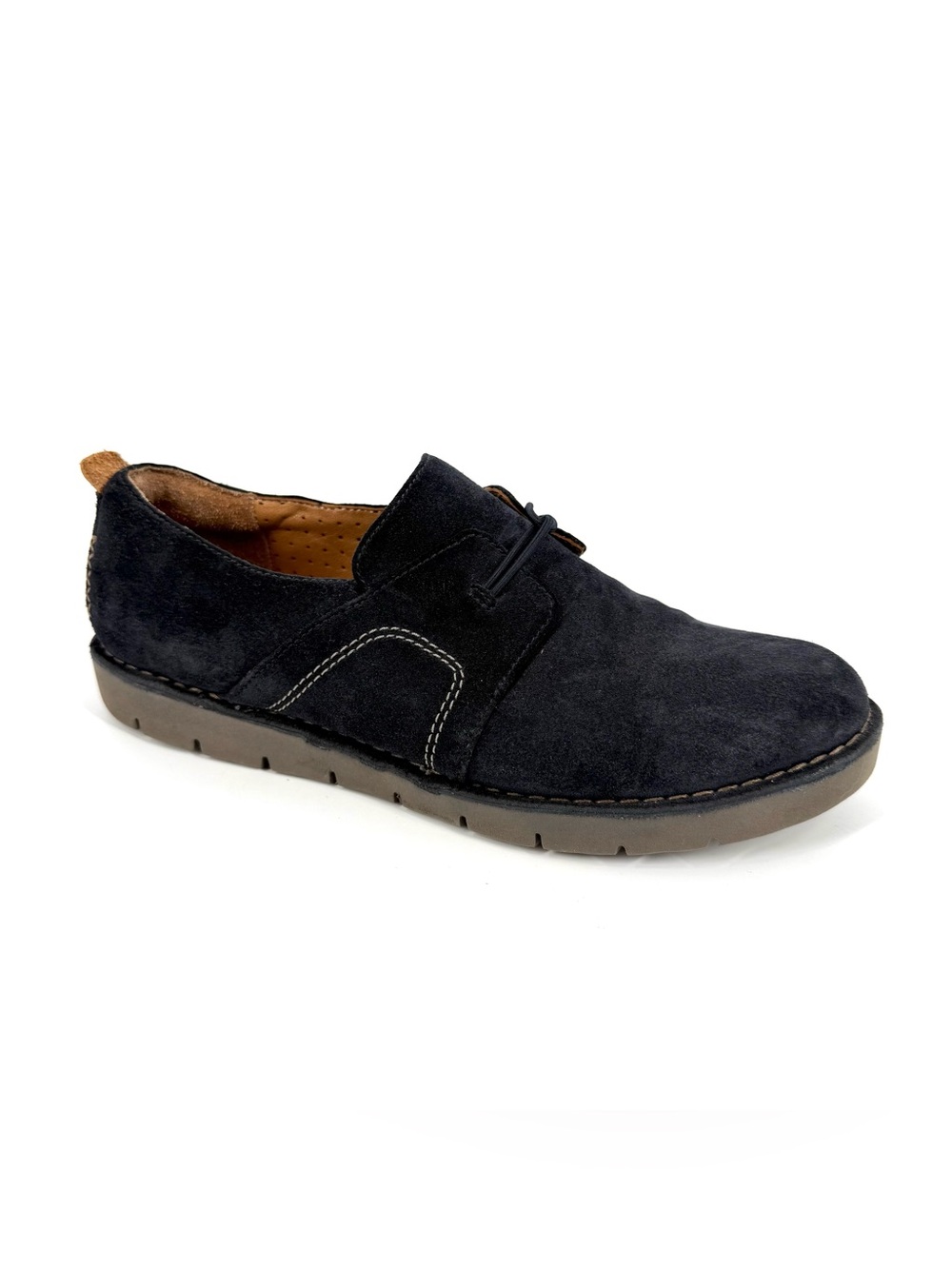 Clarks Unstructured Shoes Womens Size 8 Navy Suede Leather Casual Slip-On